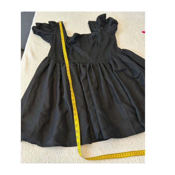 ASOS Design Women's Fit & Flare Mini Dress Sz 18 Black Linen Blend Party NWT - Picture 3 of 9